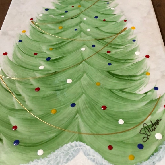 Hand Painted & Signed Ceramic Tile Serving Platter - Picture 3 of 5